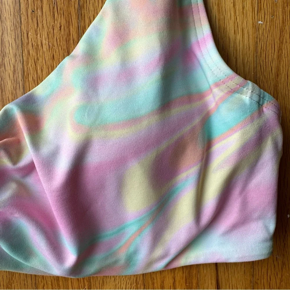 Lands End Pastel Rainbow Swirl V-Neck Bikini Top - Picture 8 of 13